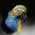 Photo of wall mount bronze sculpture of Blue & Gold Macaw