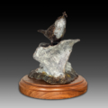 Bronze Sculpture of Wren with insect