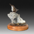 Bronze Sculpture of Wren with insect